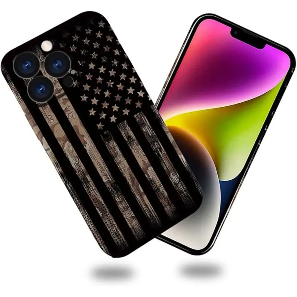 iPhone 15 Pro Case,American Flag Camo 3D Design Phone Case‎ 6.1 Inch